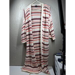 Torrid Cardigan Duster Cotton Kimono 3/4 Sleeve Cardigan Multi Stripes Size 1X